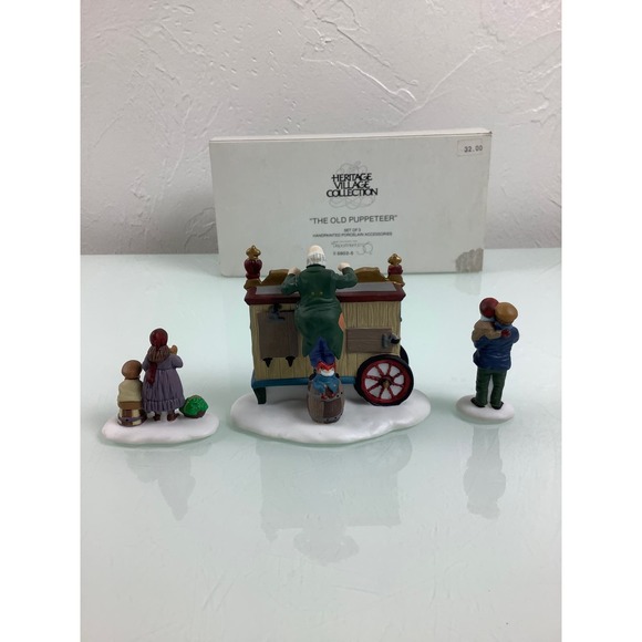 VTG Dept 56 heritage village collection The old Puppeteer 3 figurines Complete - Picture 7 of 11